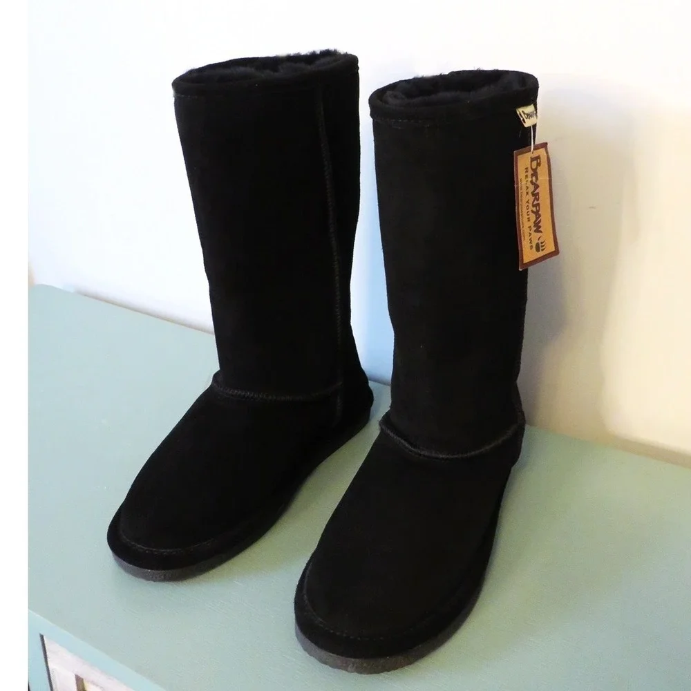 NWT BearPaw Tall Emma Classic Winter‎ Slip-On Boots Black Suede Size 6